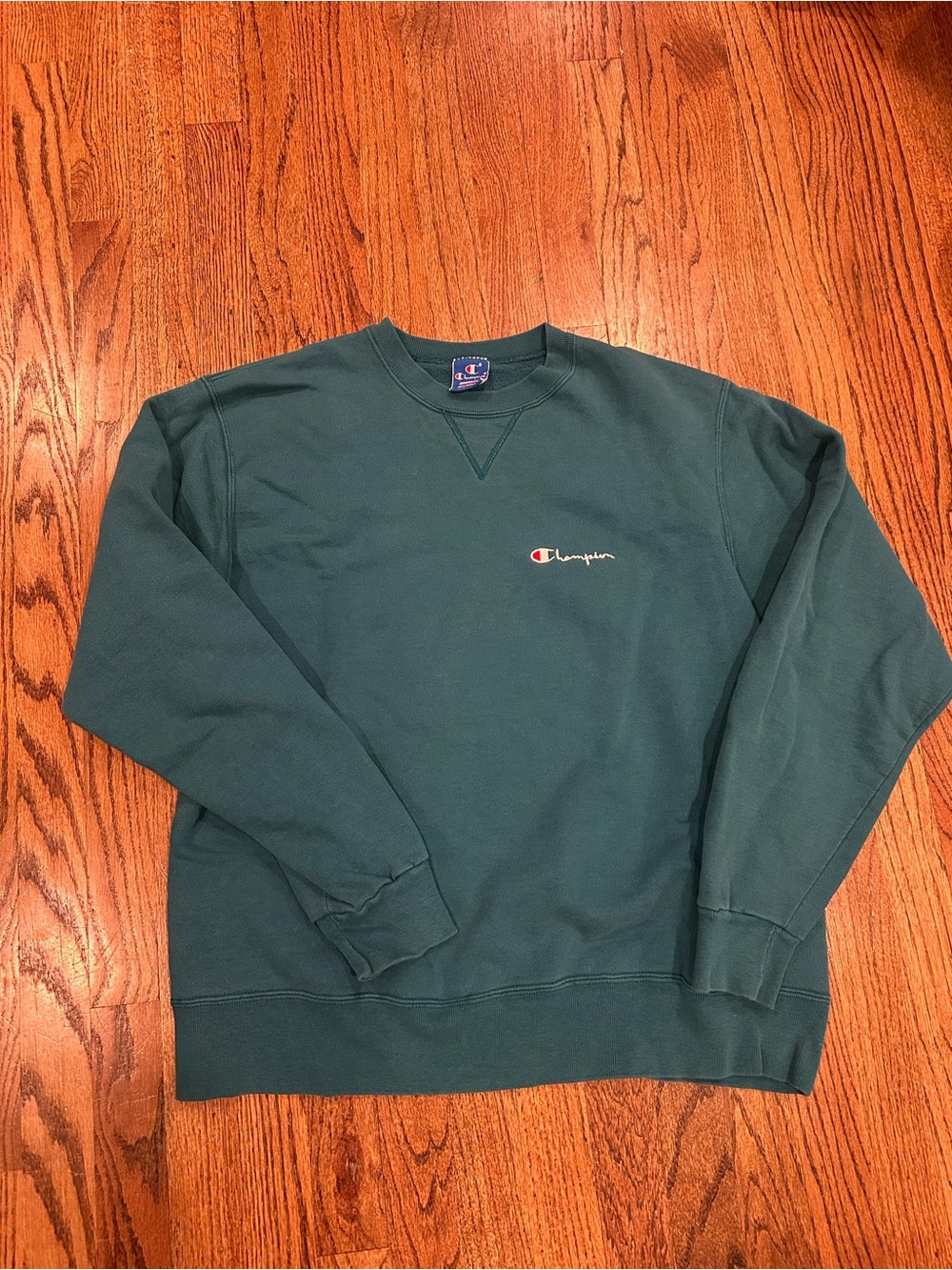 Champion Men's Teal Crewneck Sweatshirt with Chest Logo - Size XXL